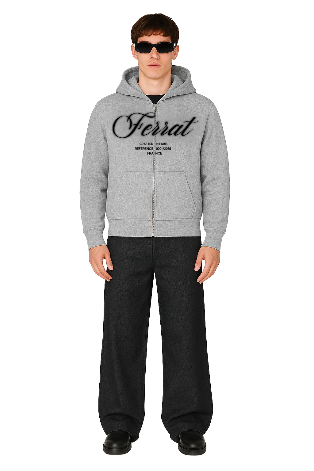 GREY ZIP HOODIE