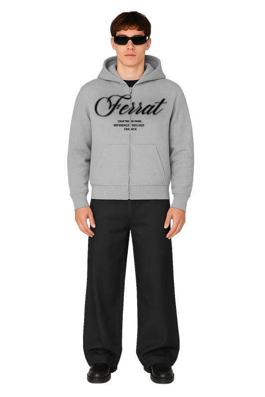 GREY ZIP HOODIE