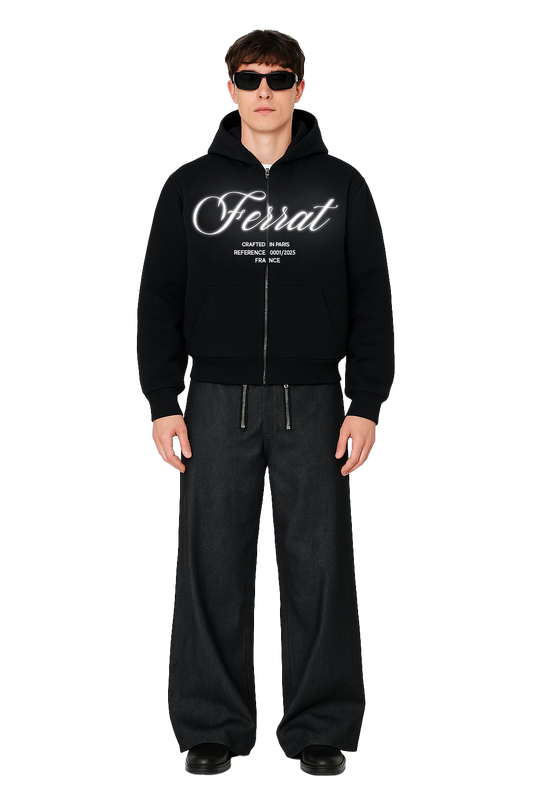 BLACK ZIP HOODIE